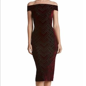 BLACK Dress the population midi velvet dress NWT